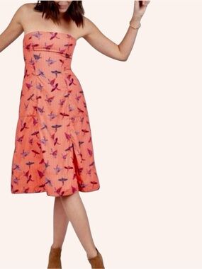 Free People Strapless Sunshine of Your Love Coral Midi Dress – Size 6